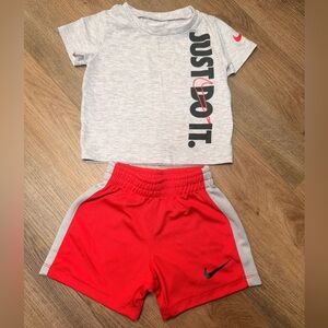 Nike Gray & Red Toddler Athletic Short Set Boy’s Size 12 Months